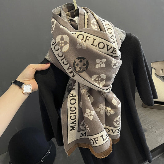 women's fashion printing imitation cashmere winter scarves