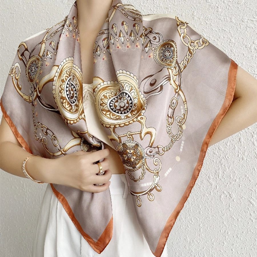 shanghai story spring artificial silk women's satin scarf printed all-matching scarf 90 large kerchief mother's day gift