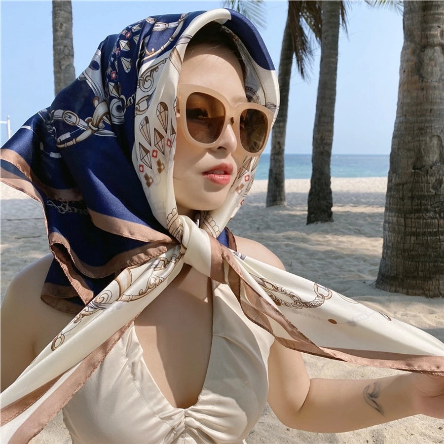 shanghai story spring artificial silk women's satin scarf printed all-matching scarf 90 large kerchief mother's day gift