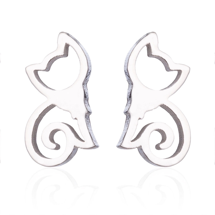 Simple Style Dog Cat Plating 304 Stainless Steel Stainless Steel Earrings