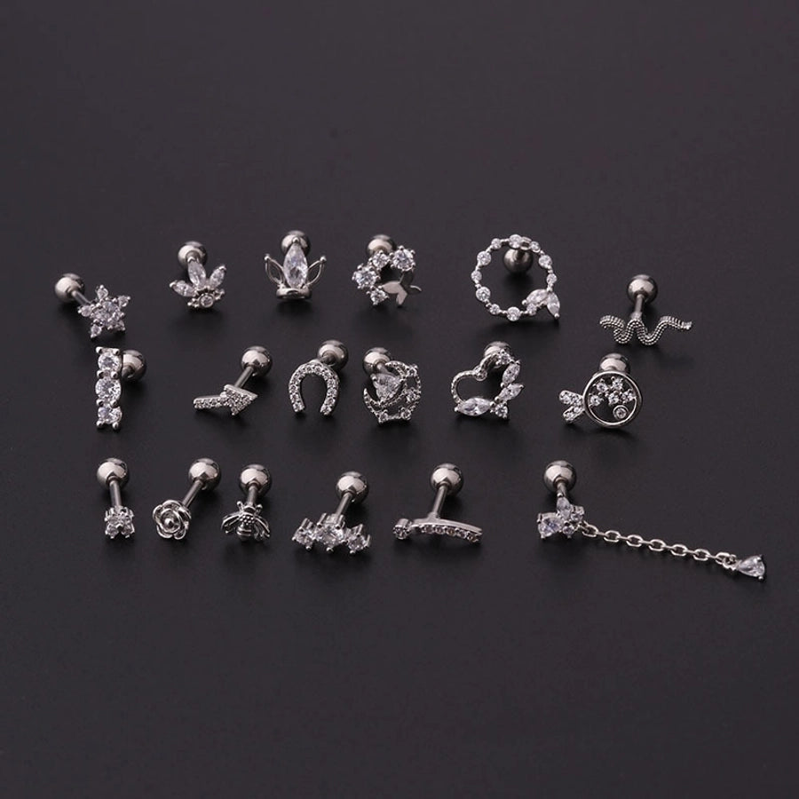 Ear Cartilage Rings & Studs Fashion Geometric Copper Plating Artificial Gemstones