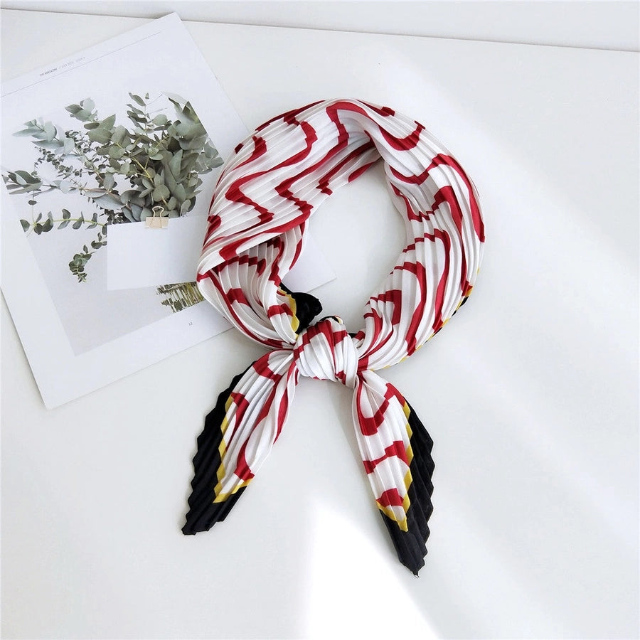 women's elegant color block polyester frill silk scarves