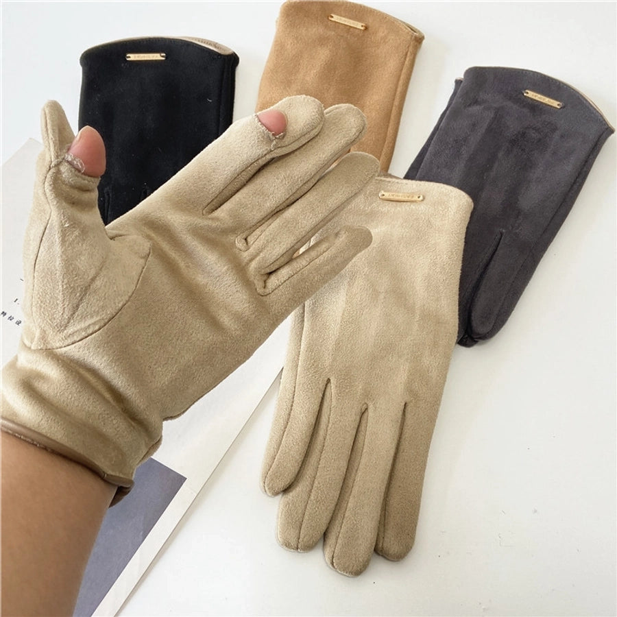 women's elegant basic solid color gloves 1 set