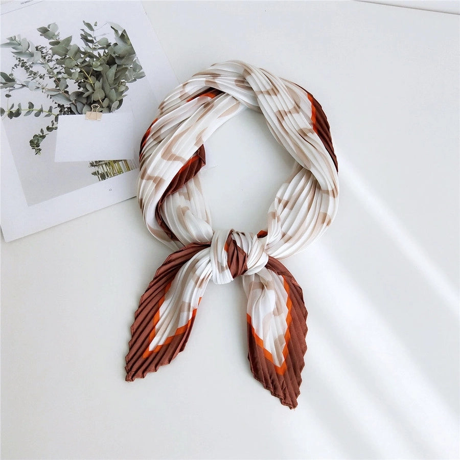 women's elegant color block polyester frill silk scarves