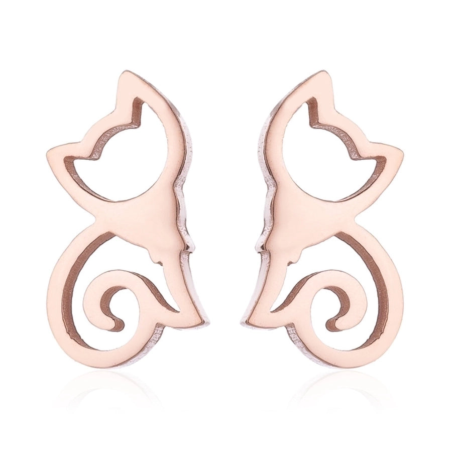 Simple Style Dog Cat Plating 304 Stainless Steel Stainless Steel Earrings