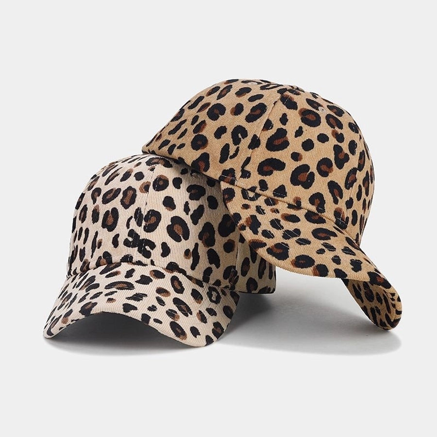 women's simple style leopard printing flat eaves baseball cap