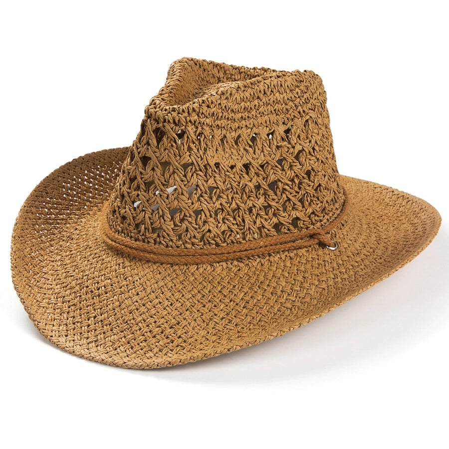 unisex ethnic style solid color braid big eaves straw hat