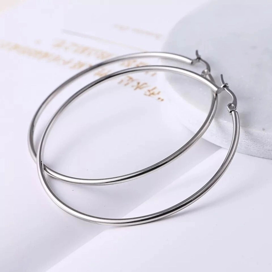 1 Pair Round Plating 201 Stainless Steel Stainless Steel Earrings