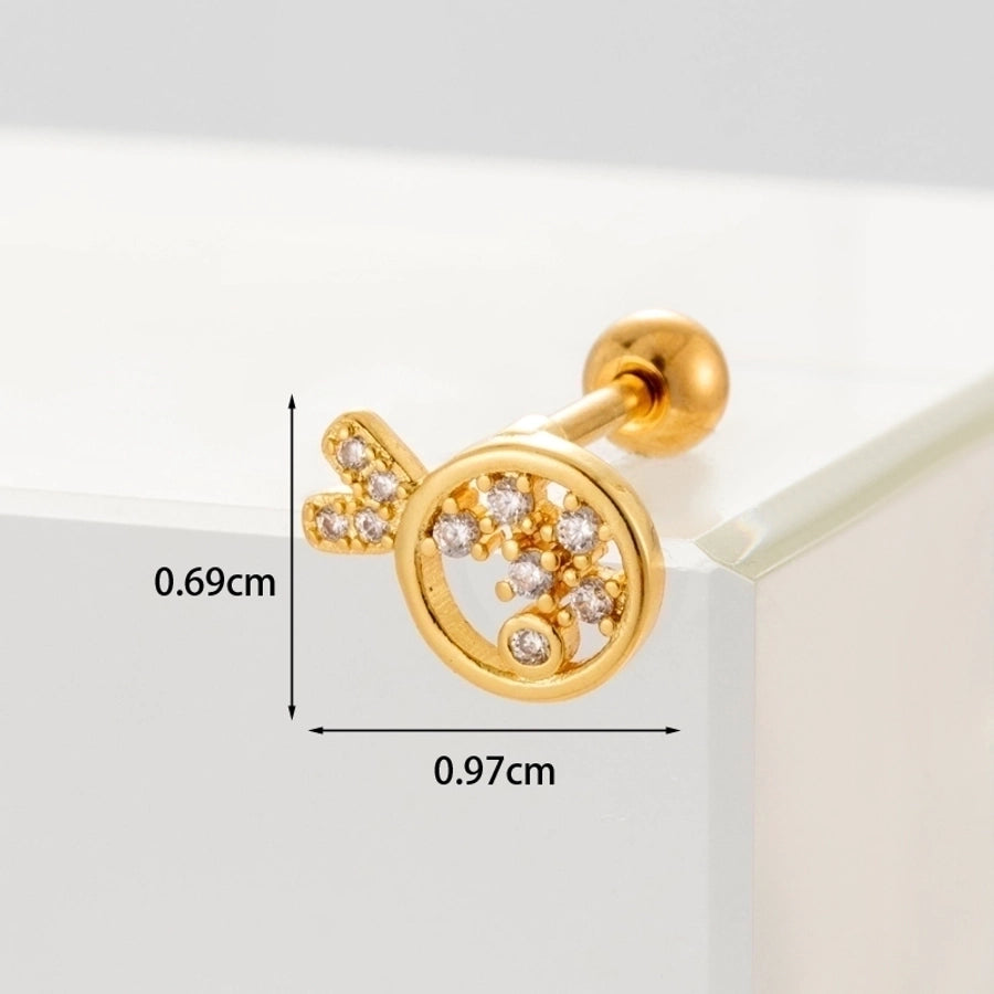 Ear Cartilage Rings & Studs Fashion Geometric Copper Plating Artificial Gemstones